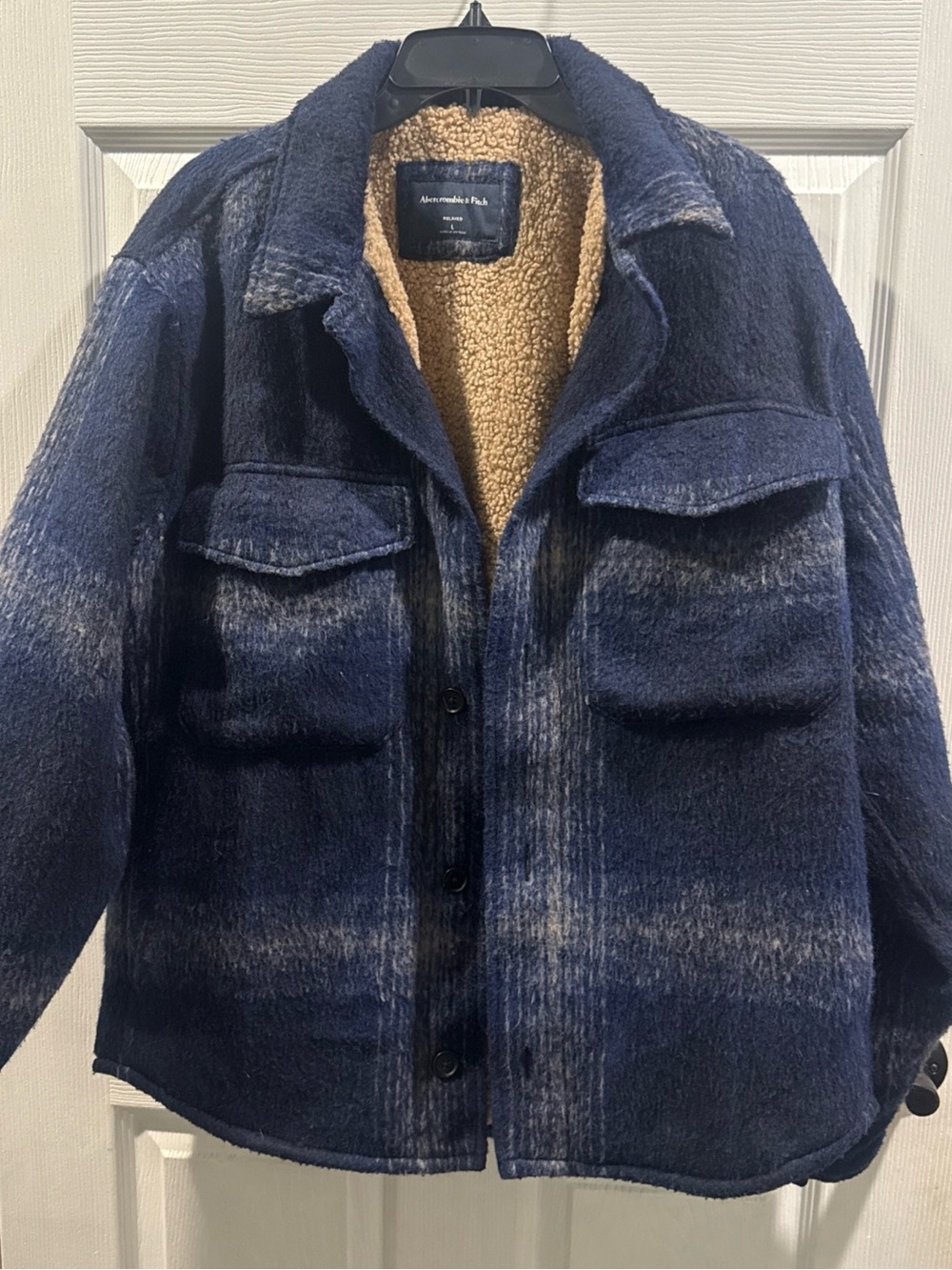 Abercrombie & Fitch Navy Blue Sherpa-Lined Jacket